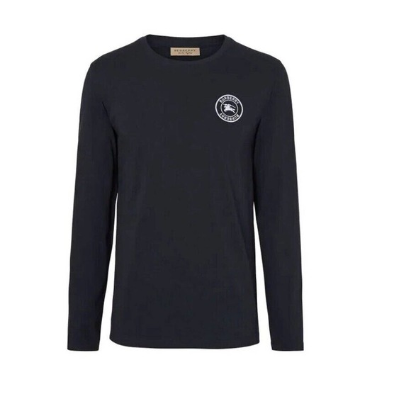 BURBERRY JENSON DARK NAVY COTTON WHITE KNIGHT LOGO LONG SLEEVE T SHIRT JERSEY S